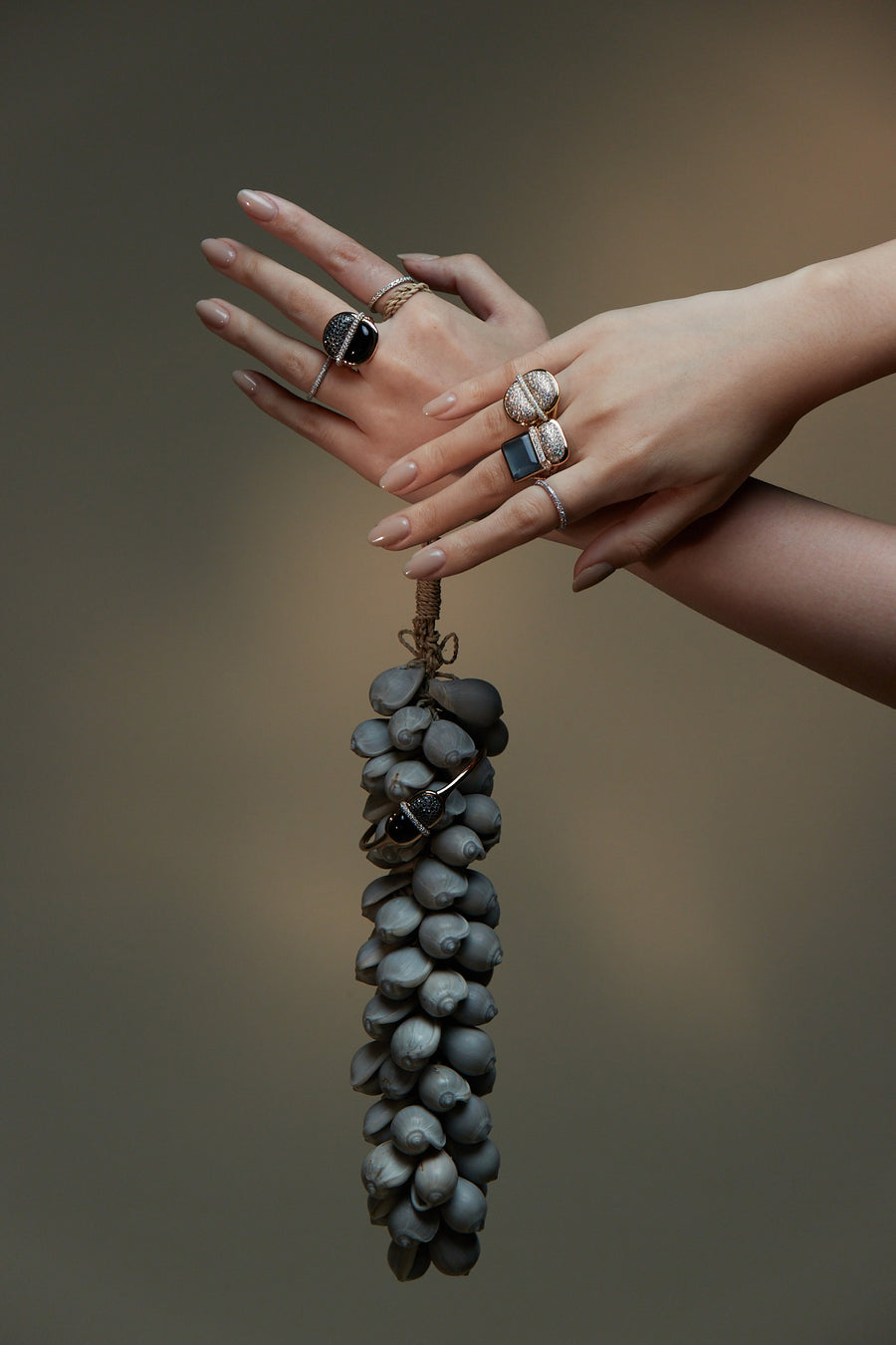 Amrita Round Ring in Black Onyx and Diamonds