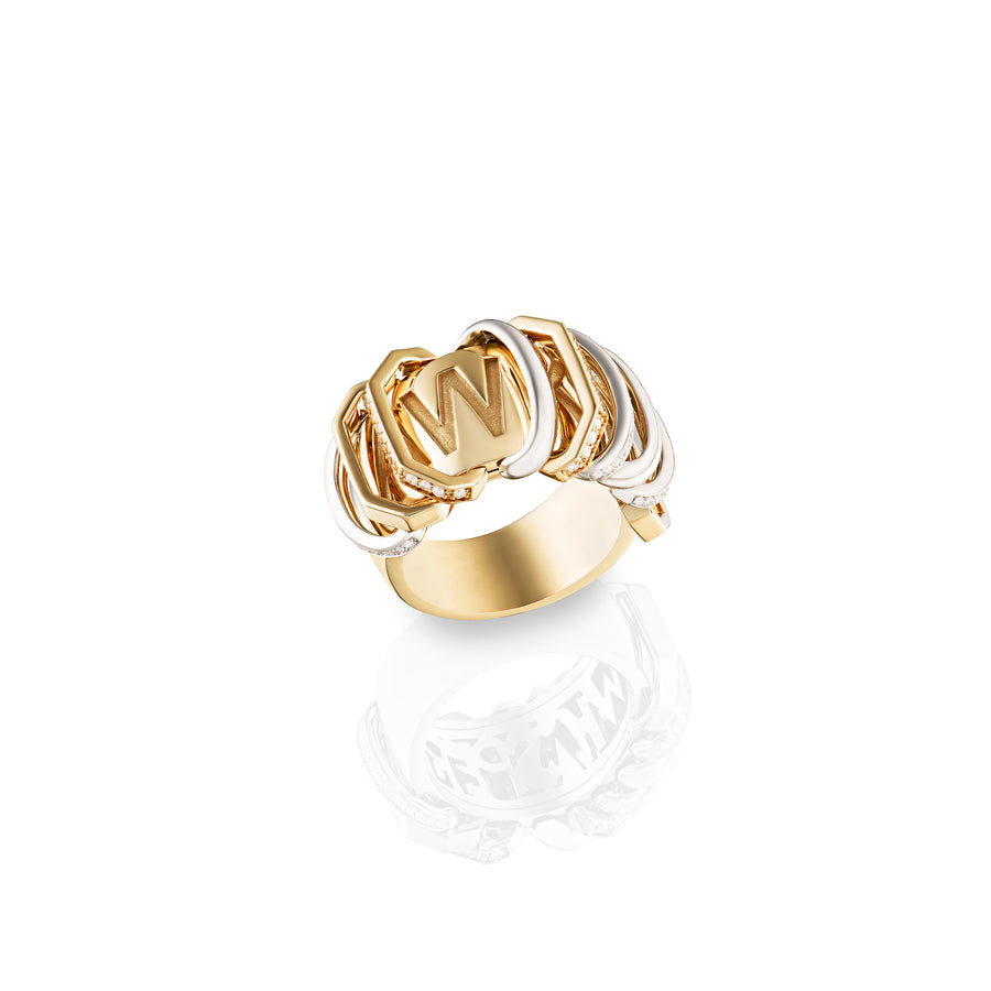 Whisper AWKN1 Ring in 18K Yellow and White Gold 