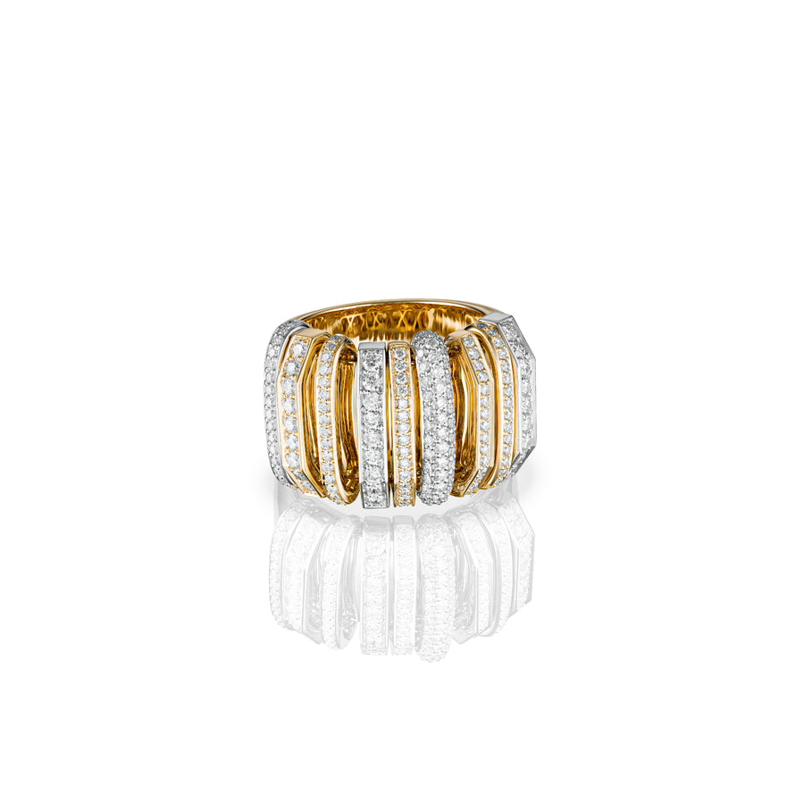 Akasha Ring with Gold Band and Full Diamond Links