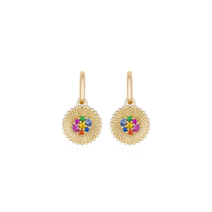 Seven Sister Rainbow Earrings with Gold Hoop